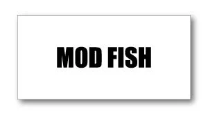 image - SHOP NEWS | ムラサキスポーツオンラインストア 通販 MOD FISH logo: bold black letters on a white card with a subtle drop shadow.