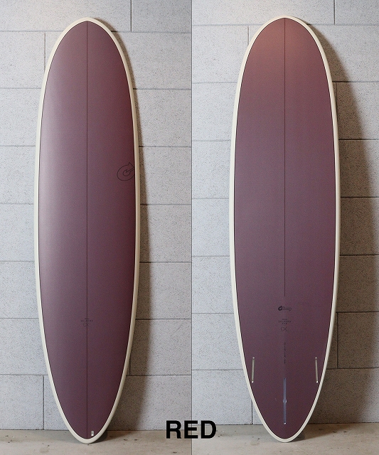 s-n25111101110019_sub01 - SHOP NEWS | ムラサキスポーツオンラインストア 通販 Two purple surfboards with cream rails, propped upright against a gray tiled wall.
